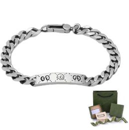 Luxury Designer Bracelet Chain Men Women Chains Bracelets Designer Lovers Chains Classic Stainless Steel Chain Bangles Retro Silver Color Fashion Jewelry