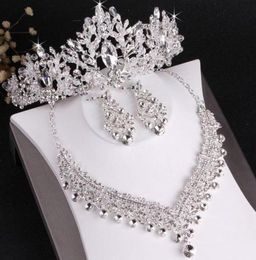 Luxury Designer Jewellery Sets for Bride Wedding Party Crystal Crowns Necklace Earring Sets Headbands Shining Rhinestone Headpieces 3987271