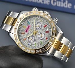 Popular Colorful Diamonds Ring Sky Starry Dial watches Men Quartz Battery Chronograph Full Functional Stopwatch Original Clasp Analog Casual Auto Day Date Watch
