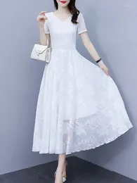 Party Dresses Women Summer Clothes For 2024 Midi Chiffon Casual Korean Fashion Robe White Beach Chic Elegant Evening Maxi Dress