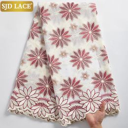 SJD LACE Swiss Voile Lace In Switzerland With Stones African Nigerian Dry Lace Fabrics High Quality Cotton Lace Fabric Sew A2317 240116