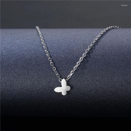 Pendant Necklaces Stainless Steel Butterfly Necklace For Women Silver Color Clavicle Chain Heart Pendants Party Jewelry Bijoux