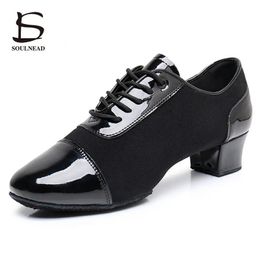 Men Children Latin Salsa Dance Shoes Adult Kids Jazz Tango Dance Shoes Black Spliced Boys Ballroom Dancing Shoes Size 26-45 240116