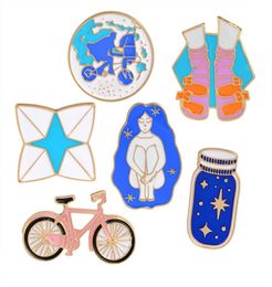 Cute Cartoon Bike Animal Metal Kawaii Enamel Pin Badge Buttons Brooch Shirt Denim Jacket Bag Decorative Brooches for Women Girls9039278