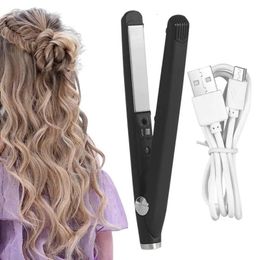 USB Rechargeable Curling Iron Hair Straightener Mini DualPurpose Travel Size Styling Tool 240116