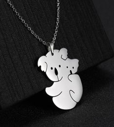 Skyrim Cute Koala Animal Pendant Necklace Stainless Steel Golden Initial Choker Chain Necklaces Memorial Jewelry Gift for Women2329323