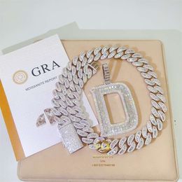 High-End Hand Making Sier Hip Hop Baguette Diamond Iced Out Moissanite Custom Pendant Letter Initial Necklace