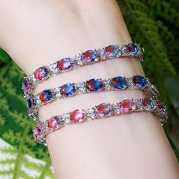 Colourful crystal diamond tennis designer bracelet women round square iced out chain AAA zirconia copper silver charm bracelets jewlery designers for woman present