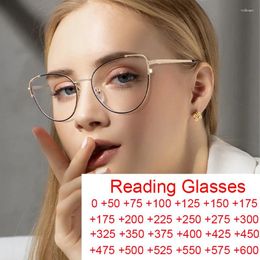 Sunglasses Anti Blue Rays Spring Leg Cat Eye Reading Glasses Women Fashion Ultralight Metal Presbyopia Eyewear Small Frame Computer