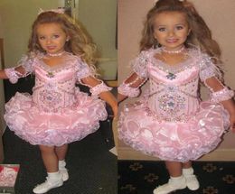 Pink Girls Pageant Dresses For Little Girls Feather Gowns 2019 Toddler Kids Ball Gown Glitz Flower Girl Dress Weddings Beaded Cust8422445