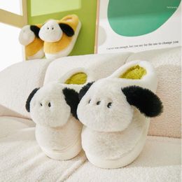 Slippers Cute Dogs Winter Home Women Slides Men Warm Plush Girls Boy Indoor Bedroom Non-Slip Floor Couples Kids