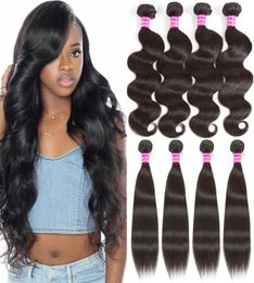 10A Mink Brazilian Virgin Hair 100gPCS Body Wave Weave Bundles 100 Unprocessed Straight Human Hair Bundles Drop Hair Ex5436673