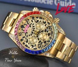 Famous men diamonds ring shinning starry watches luxury stainless steel auto date quartz clock automatic Six needles All the Crime Super Luminous Watch Gifts