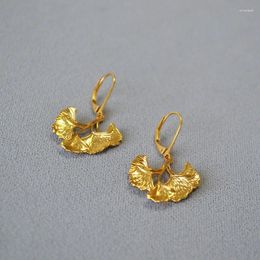 Dangle Earrings Ginkgo Leaf Shape Dangles Gold Plated Stylish Women Jewelry