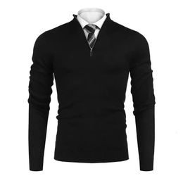 Brand Cotton Pollovers Sweater Men Casual Sweaters Pull Homme Knitted Pullover Half Zipper Turtleneck Knitwear Polo-Collar S-2Xl 240117