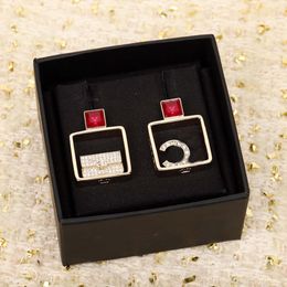 2024 Luxury quality charm drop earring with diamond in 18k gold plated have diamond and red color crystal have stamp box PS3825A