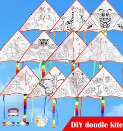 Polyester Fabric Graffiti Diy kites whole Good Weather Practise Creative Kit Sport Outdoor Toys Children3290652
