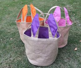 Gift Wrap 30 Pcs/lot Burlap Easter Bucket With Ears Kids Egg Totes Basket High Quality Seling