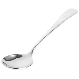 Spoons Stainless Steel Soup Spoon Dinner Table Round Dessert Buffet