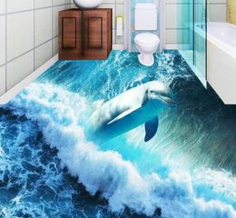 Dolphin ocean floor tiles threedimensional painting wall papers home decor 3d4335492