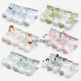 Barnstrumpor 5pairs/Lot Spädbarnsrummar Summer Mesh Thin Baby Socks For Girls Cotton Newborn Boy Toddler Socks Baby Clothes Accessories H240508