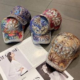 Fashion Baseball Cap Spring And Summer Female Sun Visor Hip Hop Everything Matching Rhinester Color Hat 240116