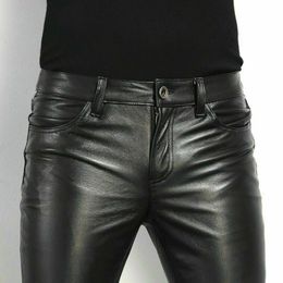 Spring Fashion Men's Fashion Rock Style PU Leather Pants Men's faux leather slim-fit motorcycle trousers 240117