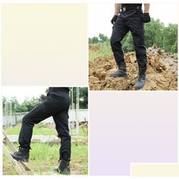 Men'S Pants Black Cargo Pant Men Style Tactical Pants Casual Pantalones Thin Working Army Security Trouser Overalls7946265 Drop Deliv Dhuo3