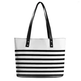Evening Bags Fashion Black Strips Long Handbags Women Luxury Designer Champ Tote Bag Cute Business Shoulder PU Leather Shopper