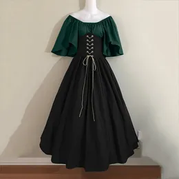 Casual Dresses Mediaeval Costume For Womens Trumpet Sleeve Irish Shirt Dress Traditional Halloween Costumes Gothic Retro Corset