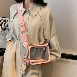 Women Fashion Transparent Crossbody Mini Square Purse Girls Ladies Decorative Small Clear PVC Phone Stadium Approved Sling Bag 240117