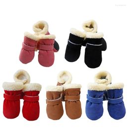 Dog Apparel 4pcs/set Pet Winter Thick Warm Waterproof Shoes Cashmere Anti-slip Rain Snow Boots Footwear Care Supplies