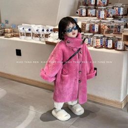 Down Coat Baby Girls Korean Style Comfortable Winter 2024 Fashion Warm Pink Pretty Solid Colour