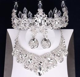 Charming Silver Jewellery 3 Pieces Suits Necklace Earrings TiarasCrowns Bridal Jewellery Sets Bridal Accessories Wedding Jewellery T3031547550