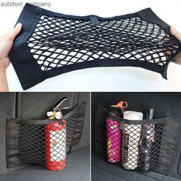 New Car Back Rear Mesh Trunk Elastic String Net Magic Sticker Universal Storage Bag Pocket Auto Seat Back Bag Car Accessories