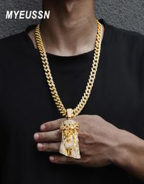 Huge Jesus Pendant Necklace Men Ice Out Paved Full Shining Crystal Head Face Gold Color Charm Hip Hop Jewelry 2206308967932