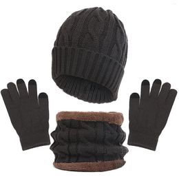 Ball Caps Women&Men Autumn Winter Warm Cute Wool Hat Scarf Gloves Slouchy Three Pieces Snow Knit Cap Screen Mittens