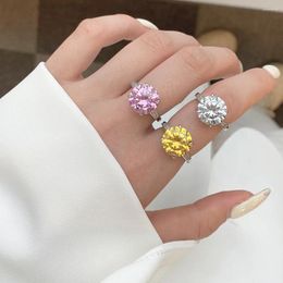 Cluster Rings Karachis S925 Sterling Silver Ring For Women Simple And Elegant Large Main Stone 12 Eight Hearts