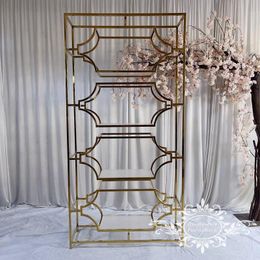 Decorative Plates 2024 Stainless Steel Gold Shiny Wedding Racks Books Shelves