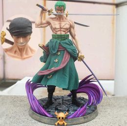 37cm Anime One Piece ZORO Statue Action Figure GK Roronoa Zoro PVC Figurine Collectible Model Toys Q06215835848