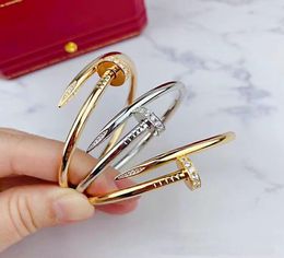 fashion womens nail bracelet luxury charm bangle 18k gold unisex valentines day wedding love gift 316l stainless steel jewelry8528542