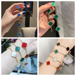 2024 classic design four leaf clover luxurys designer necklaces bracelet flower jewelry gold silver rose gold mother of pearl necklace link chain womens with box