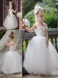 2017 Cute Toddler Flower Girls Dresses For Weddings 2017 Newest Lace Tulle Tutu Ball Gown Infant Children Wedding Dresses Party Dr5598696