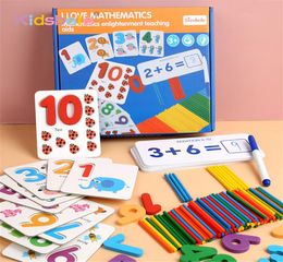 Montessori For Children Mathematics Educational Toys Counting Wooden Sticker Kids Number Cognition Birthday Gift4343582
