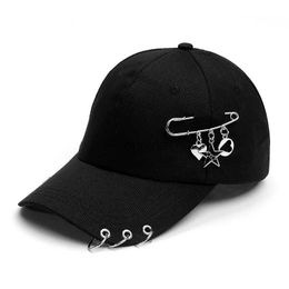 Ball Caps Y2k Hats Creative Piercing Ring Baseball Cap Punk Hip Hop Caps Cotton Adult Casual Solid Adjustable Unisex Caps Women Kpop Hats YQ240117