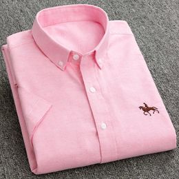 Large size men short sleeve shirt 100% pure cotton oxford tops summer slim fit formal plain shirt Casual Shirts 6XL business 240117