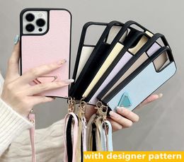 P Brand iPhone Cell Phone Cases 7Colors For iphone14 13 12 11 Pro ProMax XXS XR XSMAX Leather Phone Case With Shoulder Strip Gift5473168