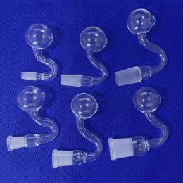 Clear Glass Oil Burner Pipe Bent Nail Rig Burning Water 10mm 14mm 18mm Male Female 1.2 inch Ball OD Dab LL