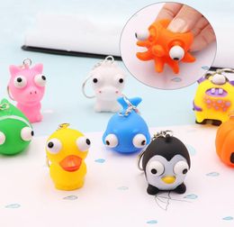 Bump Doll Keychain Fidget Toys Squeeze Convex Eye Cartoon Animal Funny Decompression Toy Pendant Kids Party Surprise Gifts9856849