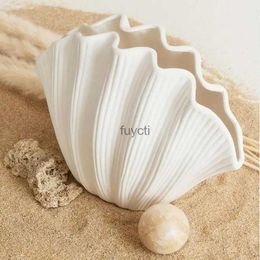 Vases Shell Vase Modern Art Vase Ceramic Flower arrangement Vase creative Minimalist Modern Home Table Decoration Pampas Grass Vases YQ240117